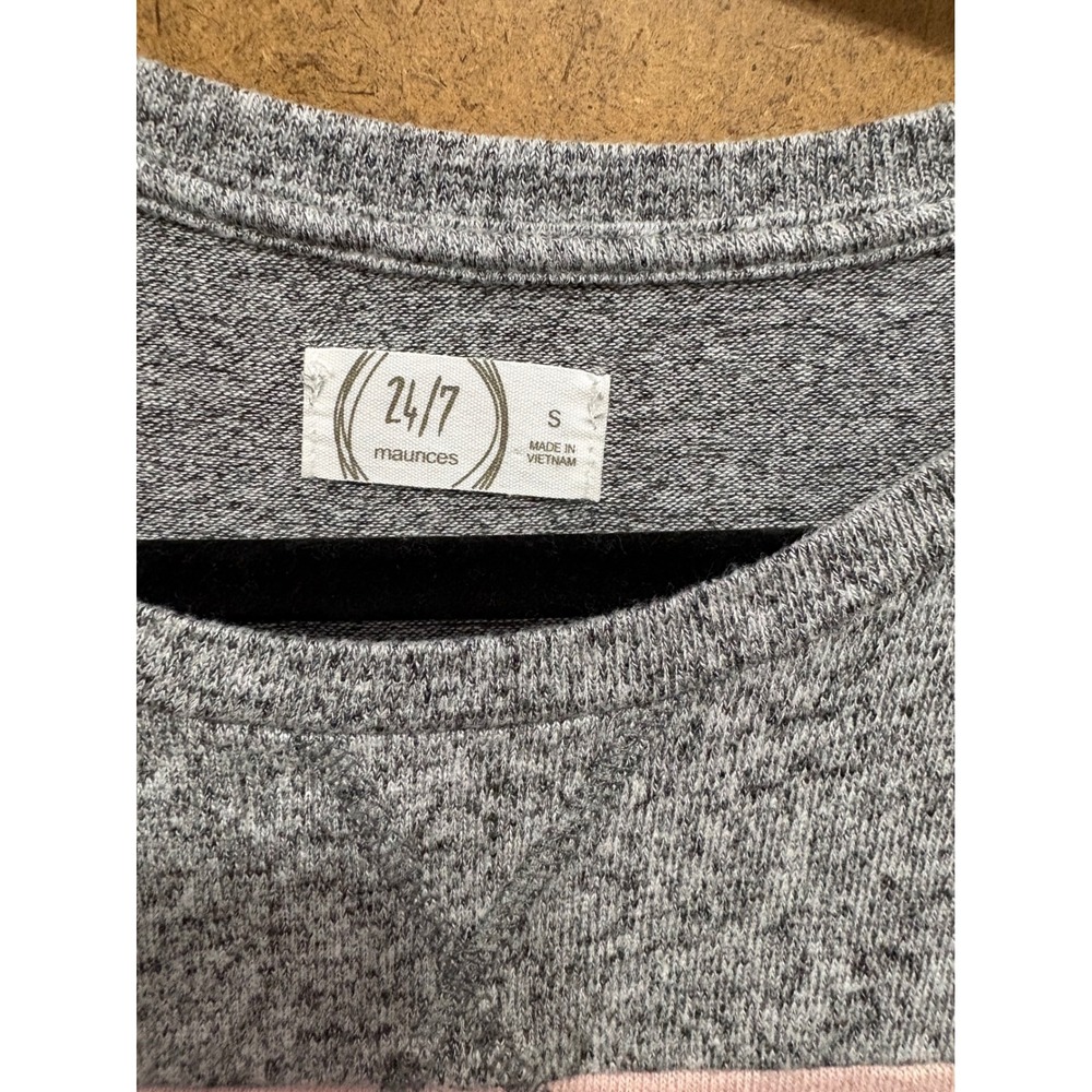 Maurices 24/7 Colorblock Long Sleeve Top Grey Pink Rust Heathered Knit Small - Picture 2 of 2